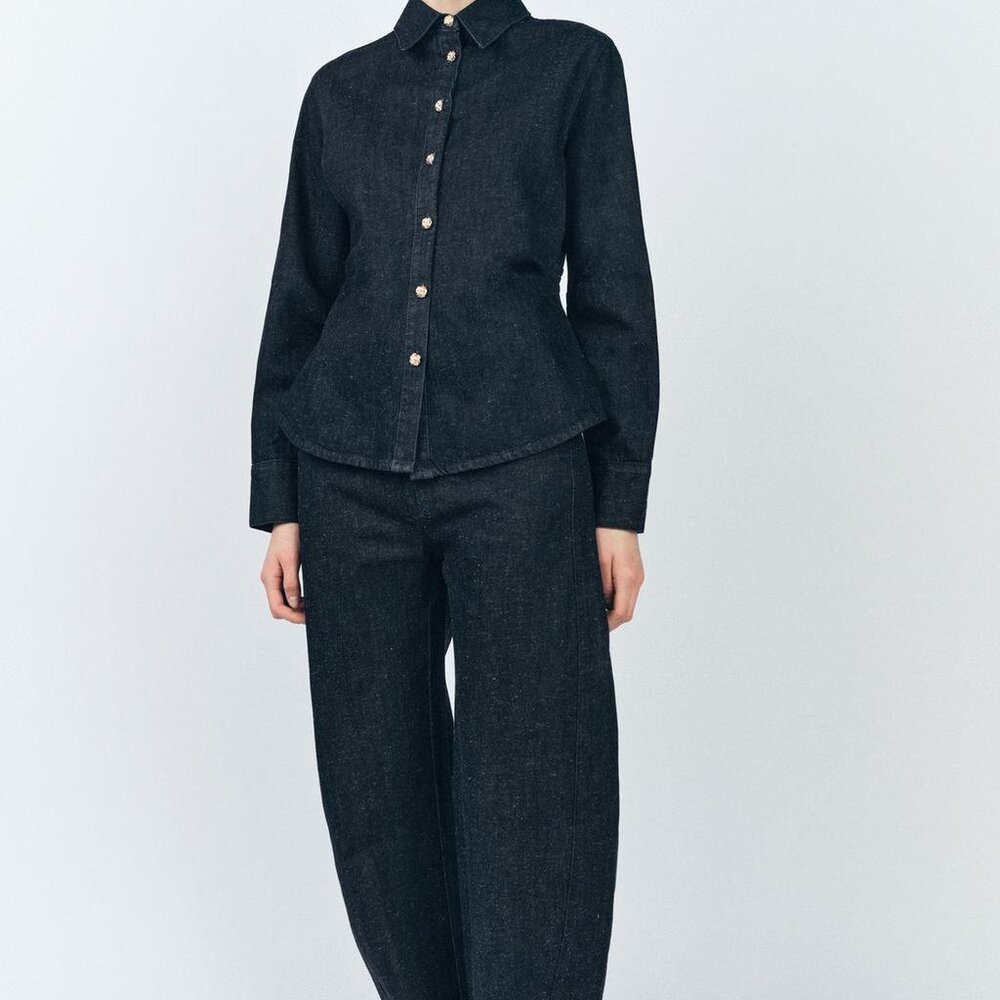 Zara Dark Wash Baggy Pant/Skinny Waist